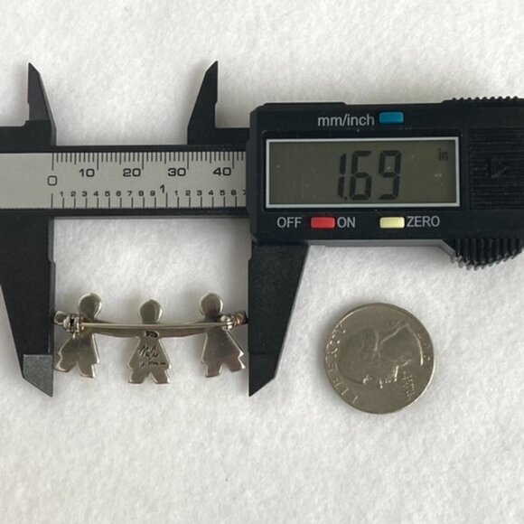 VTG Sterling Silver 925 1.69" Signed Naldo 3 Sisters Paper Dolls Heart Brooch - Picture 12 of 14